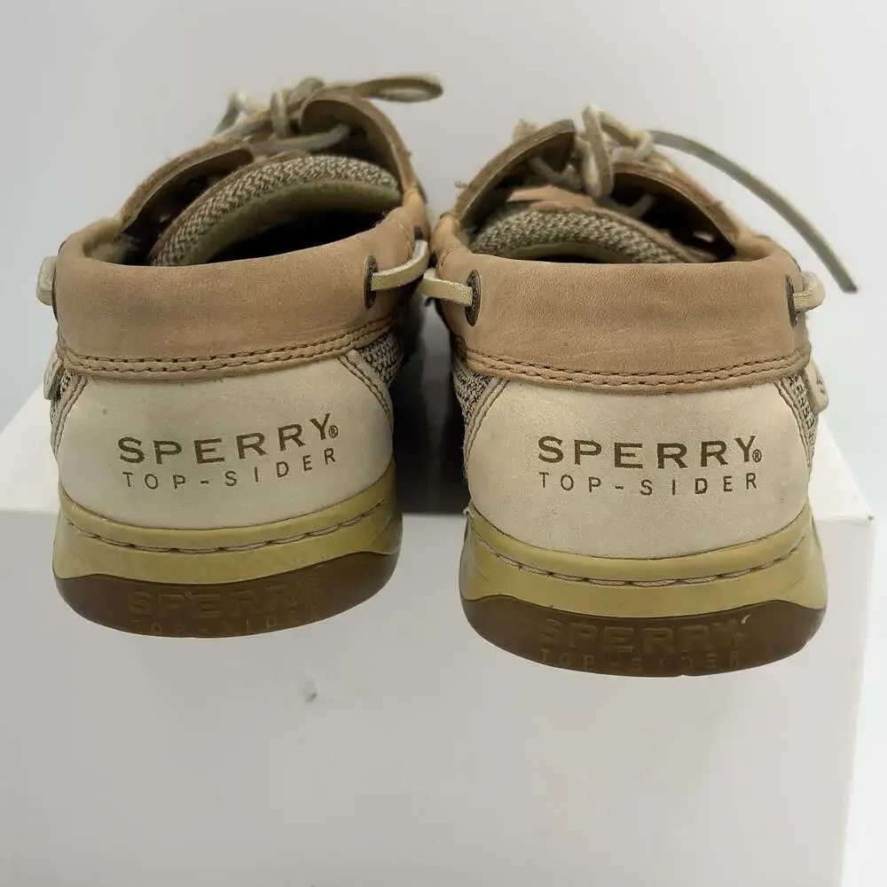Sperry Top Sider Shoes Mens Size 9 Brown Leather Canvas Boat Shoes Loafers